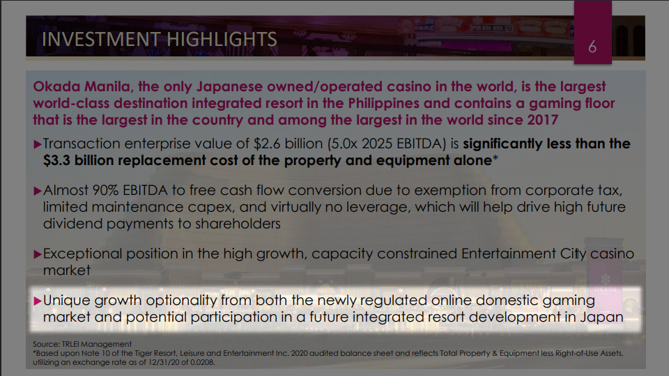 26Capitalのプレゼン資料では日本のIRリゾートへの参入を示唆