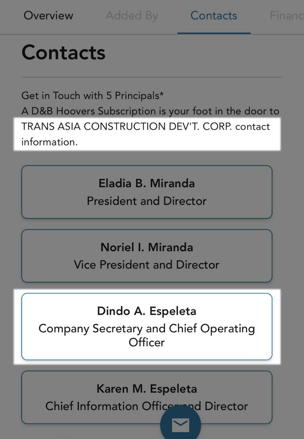 Dindo Espeleta（ディンド・エスペラータ）氏はTRANS ASIA CONSTRUCTION DEVELOPMENT社の最高執行責任者